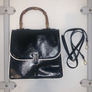 VINTAGE BLACK SNAKESKIN HANDLE BAG
